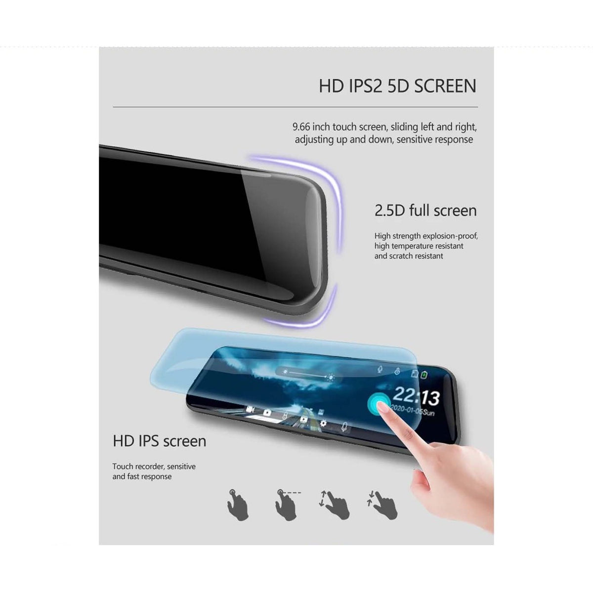 10" Touch Screen Dash Cam with Reverse Cam & WiFi product image 2