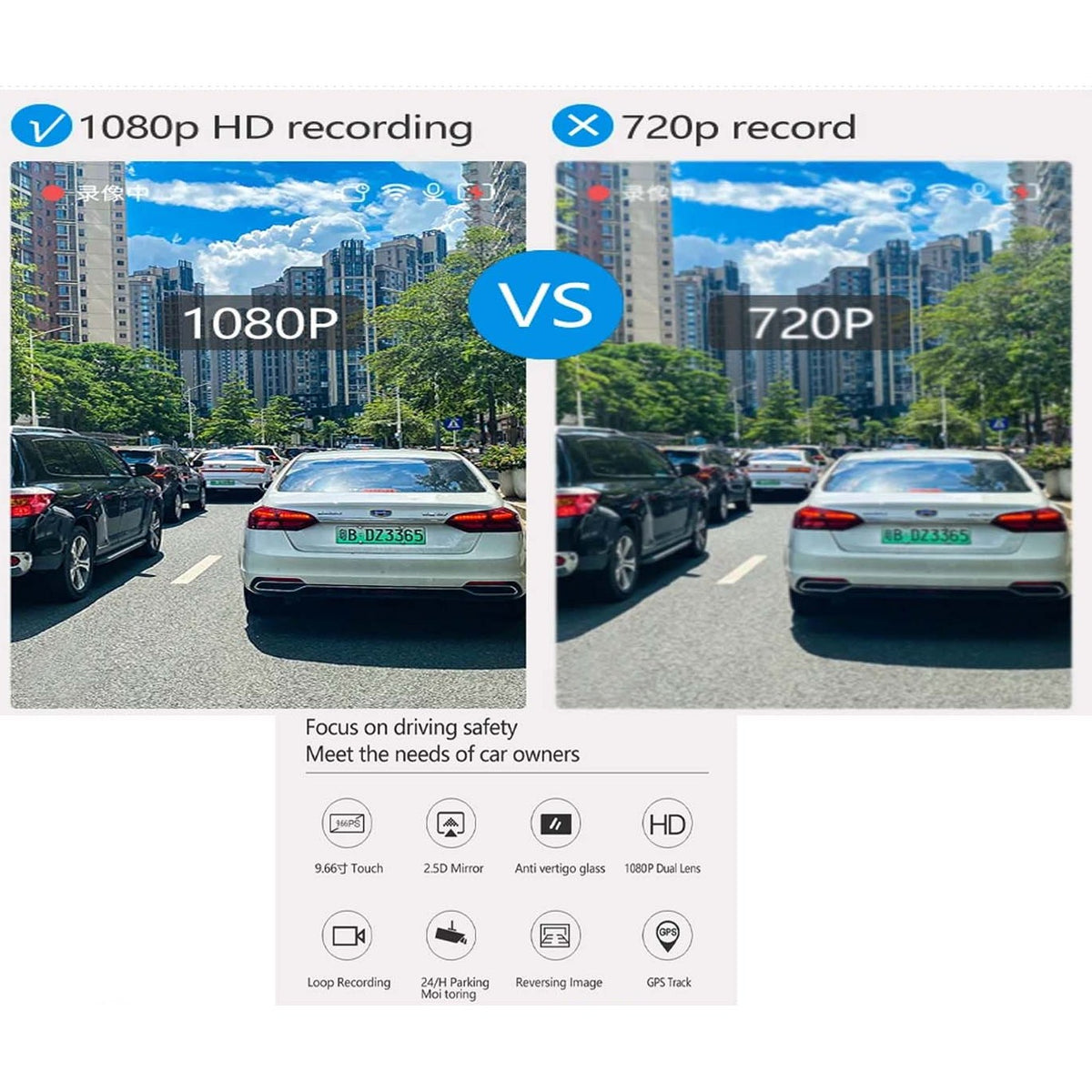 10" Touch Screen Dash Cam with Reverse Cam & WiFi product image 4