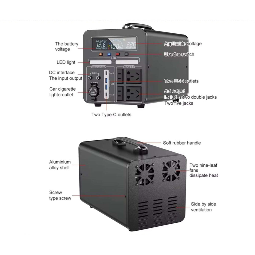 1000W Portable Power Station with 200w Solar panel product image 3