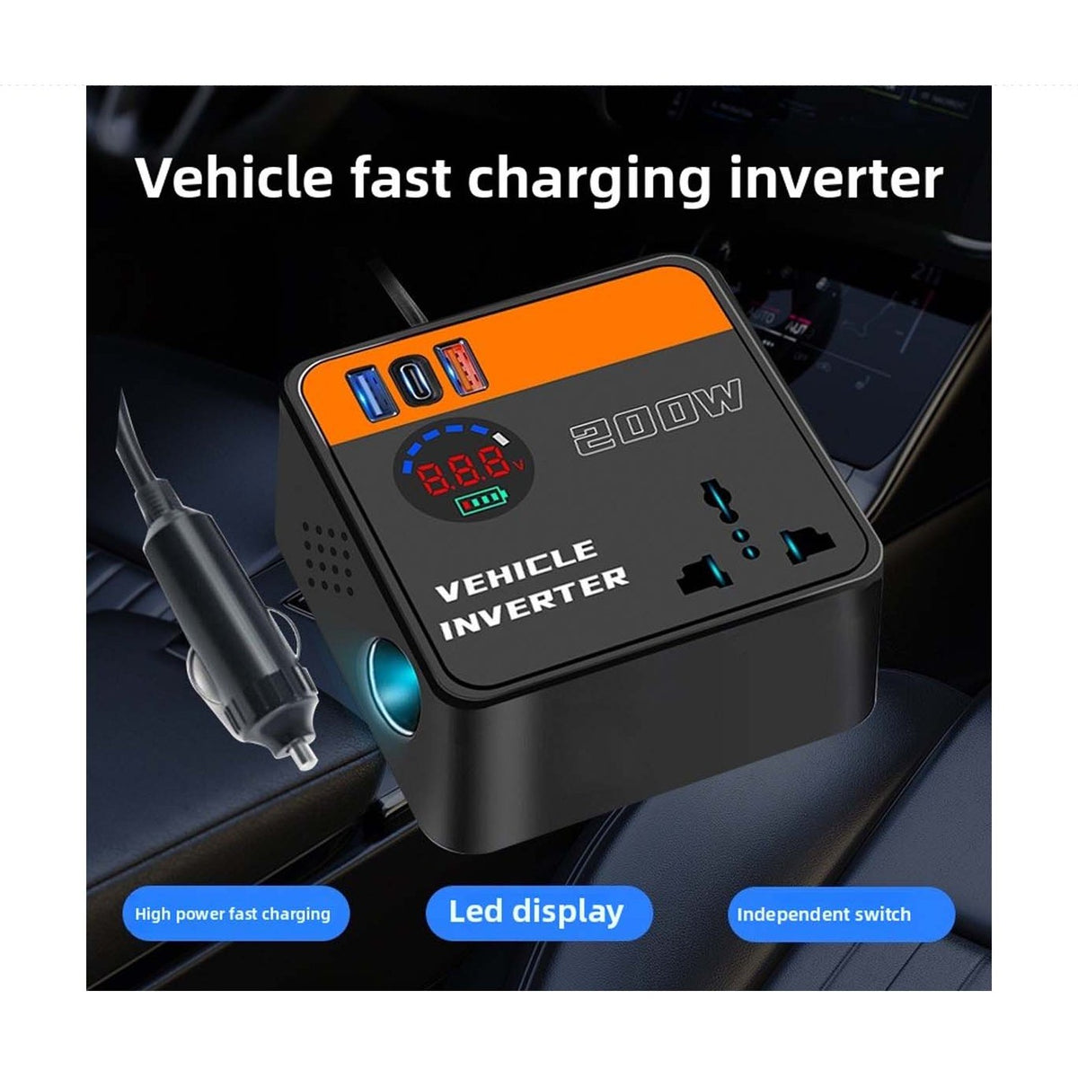 12:24V Car Inverter Converter with 200W output product image 3