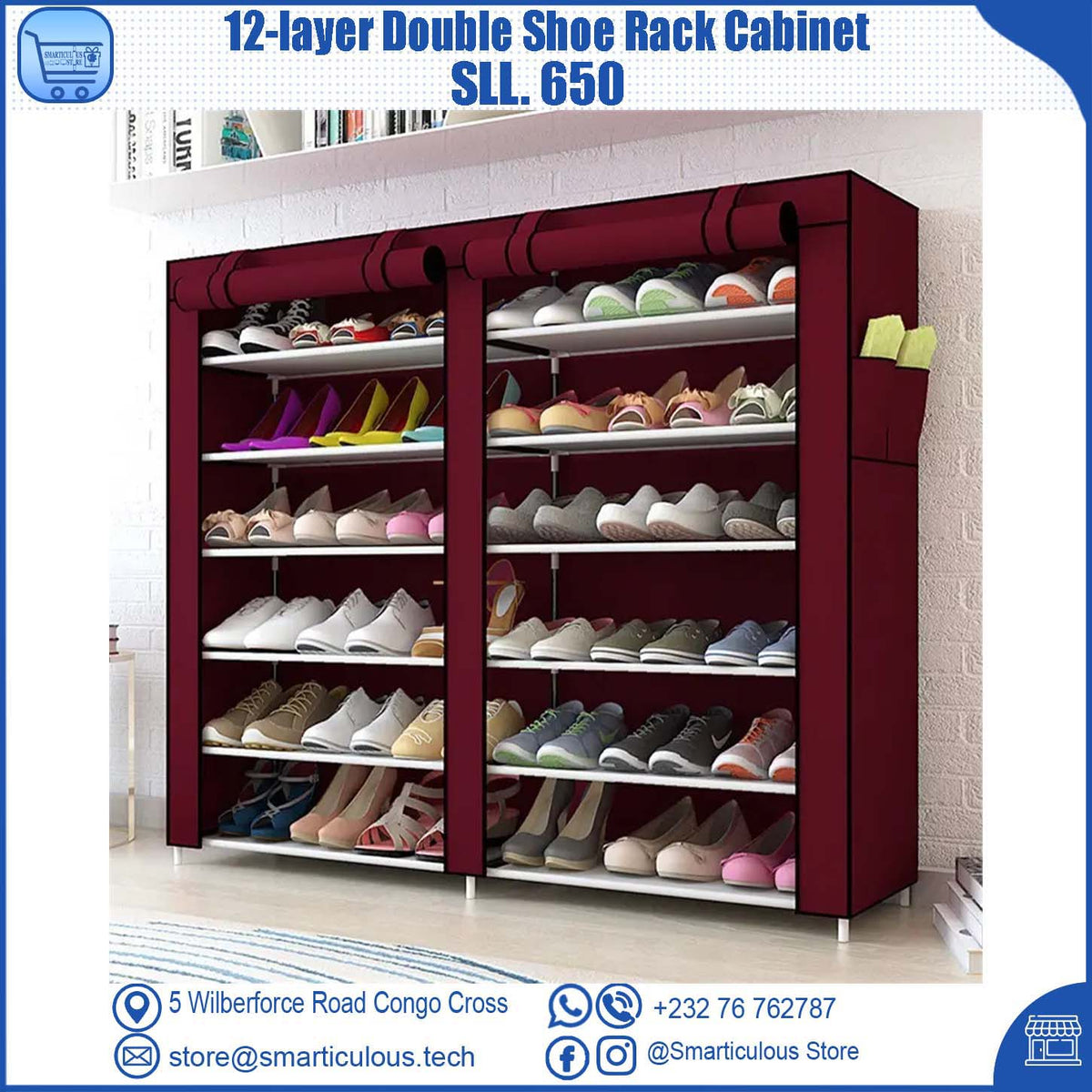 12-Layer Double Shoe Rack Cabinet