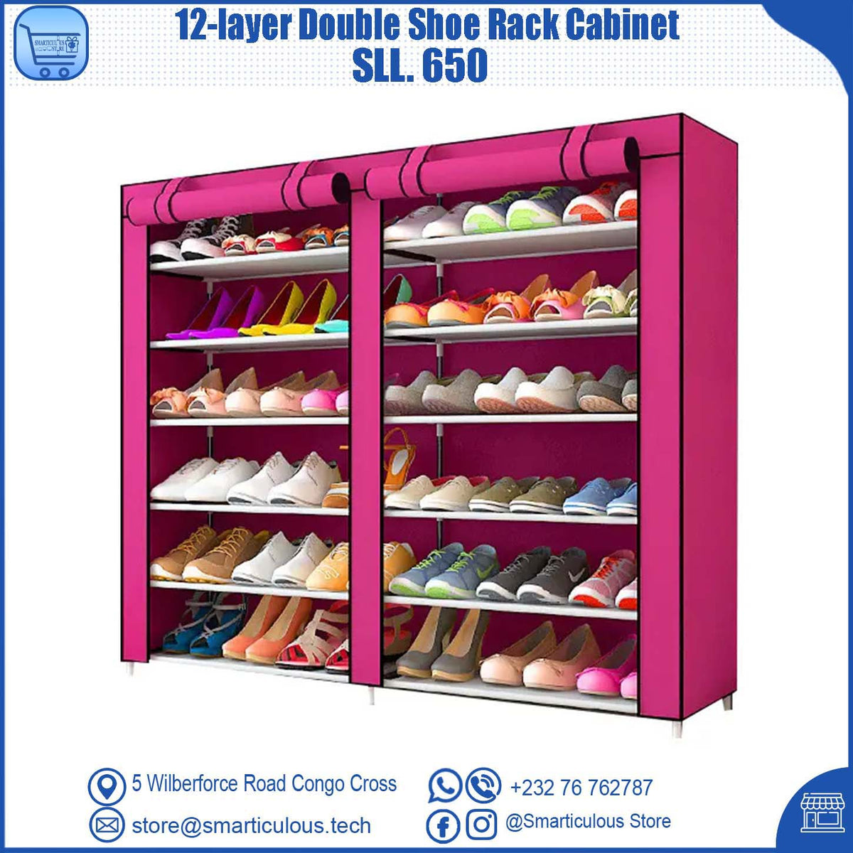 12-Layer Double Shoe Rack Cabinet