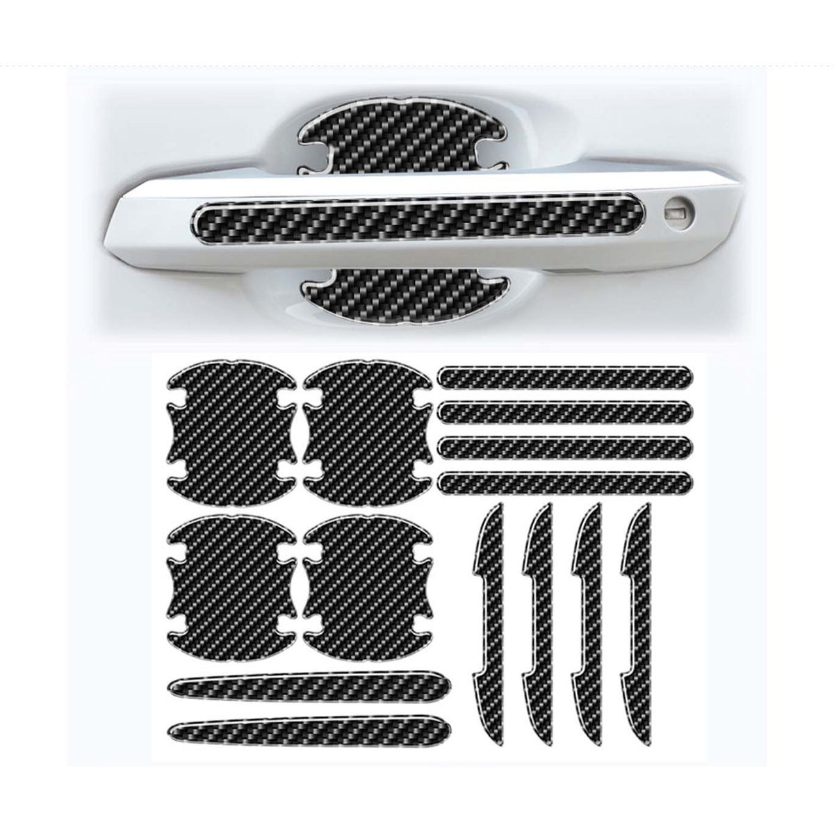 14Pcs Carbon Fiber Anti-Scratches Door Handle Sticker product image 1