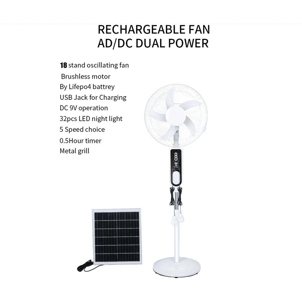 18" Solar Fan with 2 Bulb product image 2
