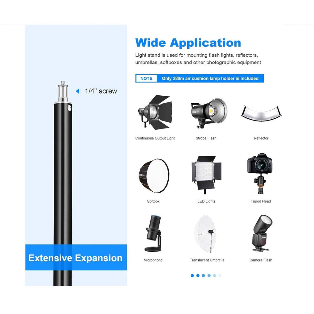 2.8M Adjustable Photography Aluminum Light Stand image 2