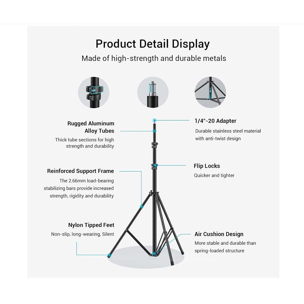 2.8M Adjustable Photography Aluminum Light Stand image 5