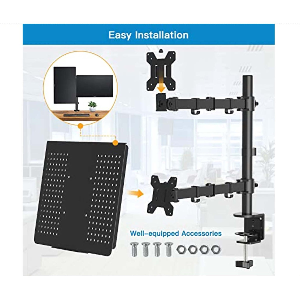 2 in 1 Adjustable Dual Monitor Stand Arms With Laptop Tray product image 4