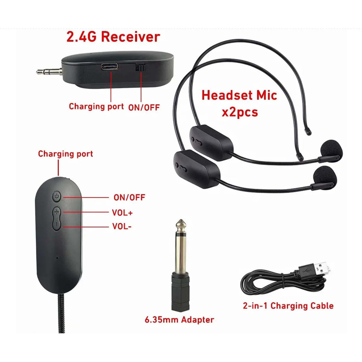 2 in 1 Dual Wireless Headset Microphone product image 2