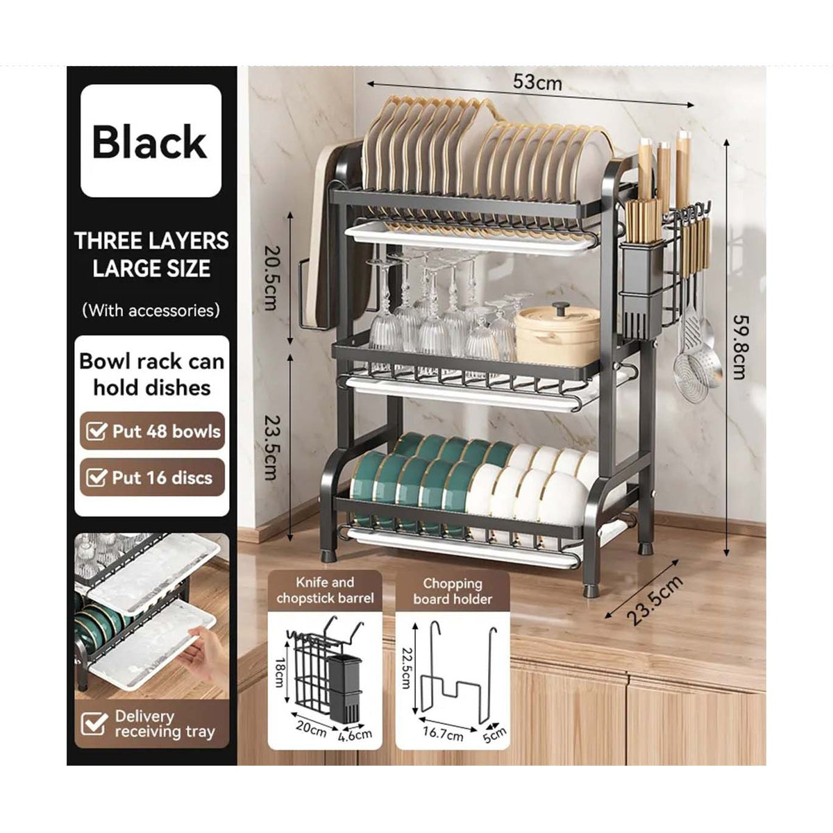 3-Tier Kitchen Dish Rack Organizers image 4