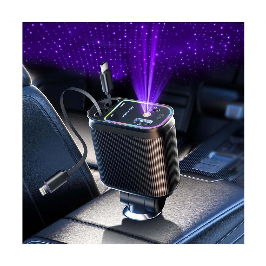 4-in-1 Retractable Car Charger LED Starlight PD 120W product image 4
