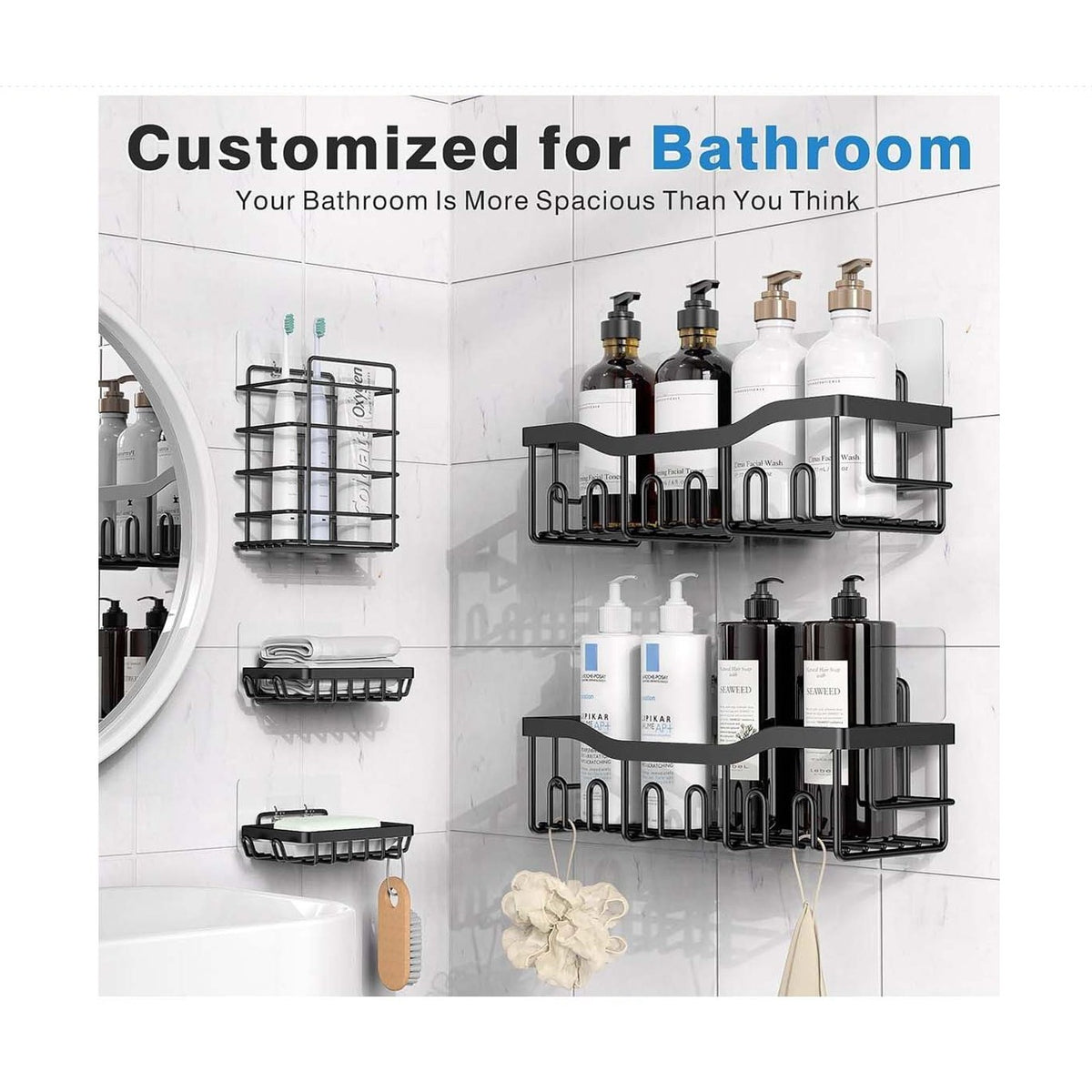 5 Pack Bathroom Organizer Rustproof Carbon Steel product image 2