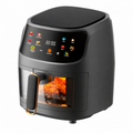 Black 8L digital air fryer with front viewing window