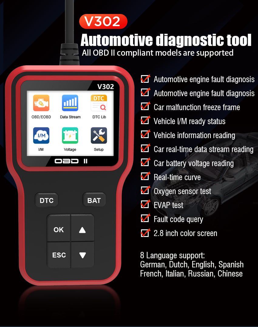 V302 Car OBD Tester