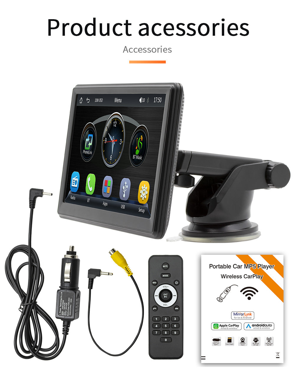 Universal Carplay Touchscreen for Car 7" HD Stereo