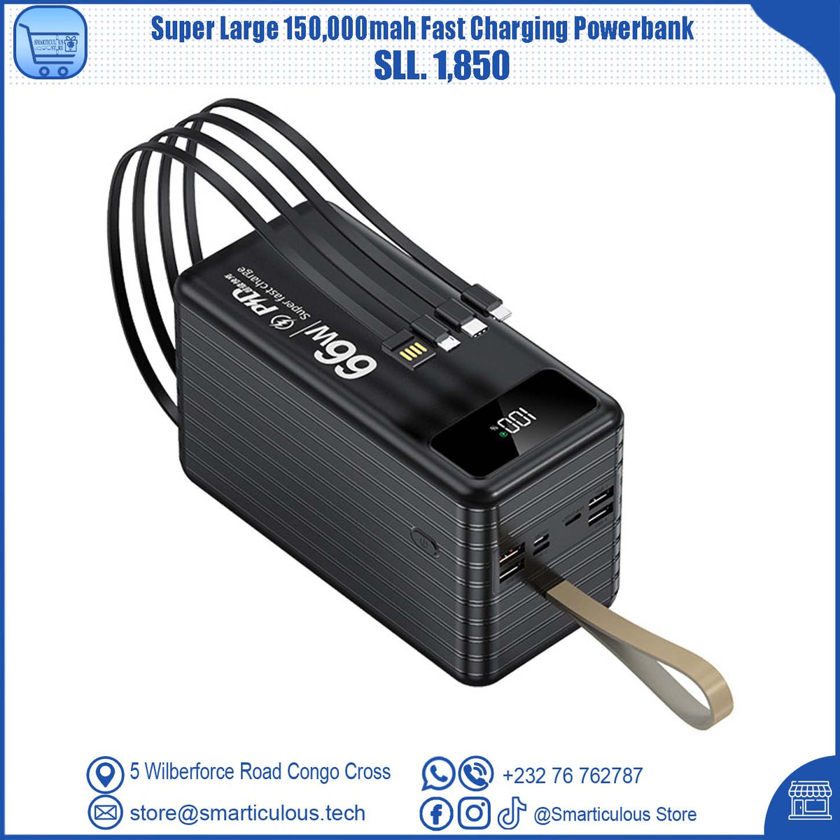 150,000mAh 66W Fast Charging Powerbank
