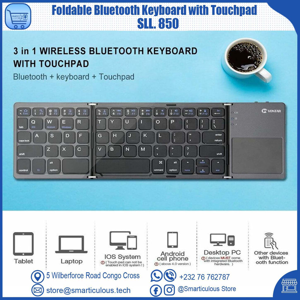 Foldable Bluetooth Keyboard with Touchpad